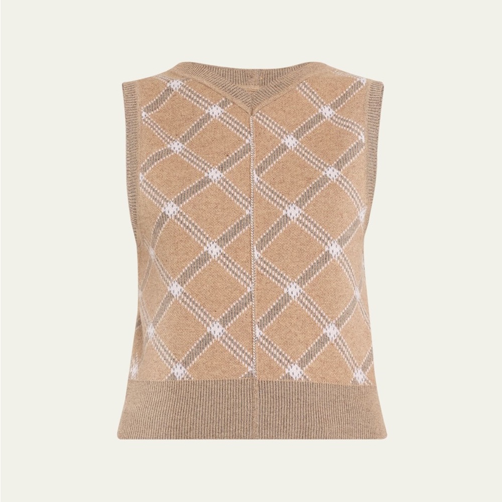 RE/DONE Wool + Cashmere + Cotton Argyle Knit Vest